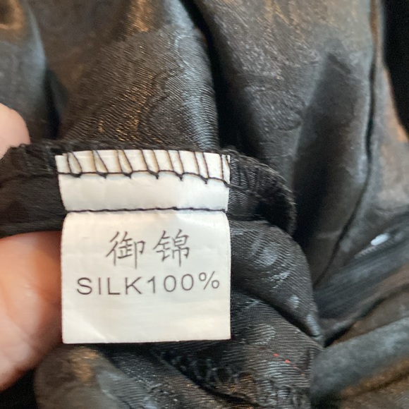 Chinese Long Silk Dress Black Red - Picture 7 of 7